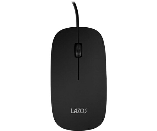 Lazos 有線マウス 静音＆薄型 ブラック 1ケース（20個入） 1ケース(20個入) L-SM-B