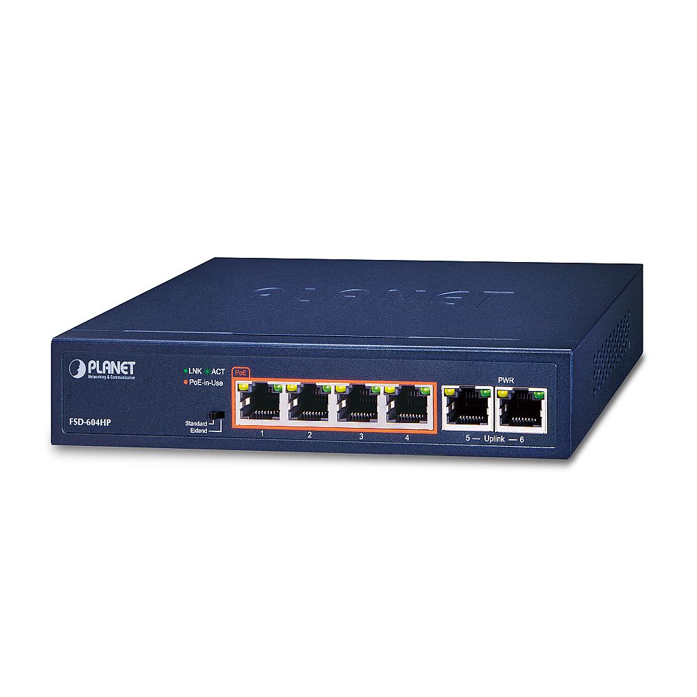 PLANET Technology PoE+ファストイーサネットスイッチングハブ 6界面 1台 FSD-604HP