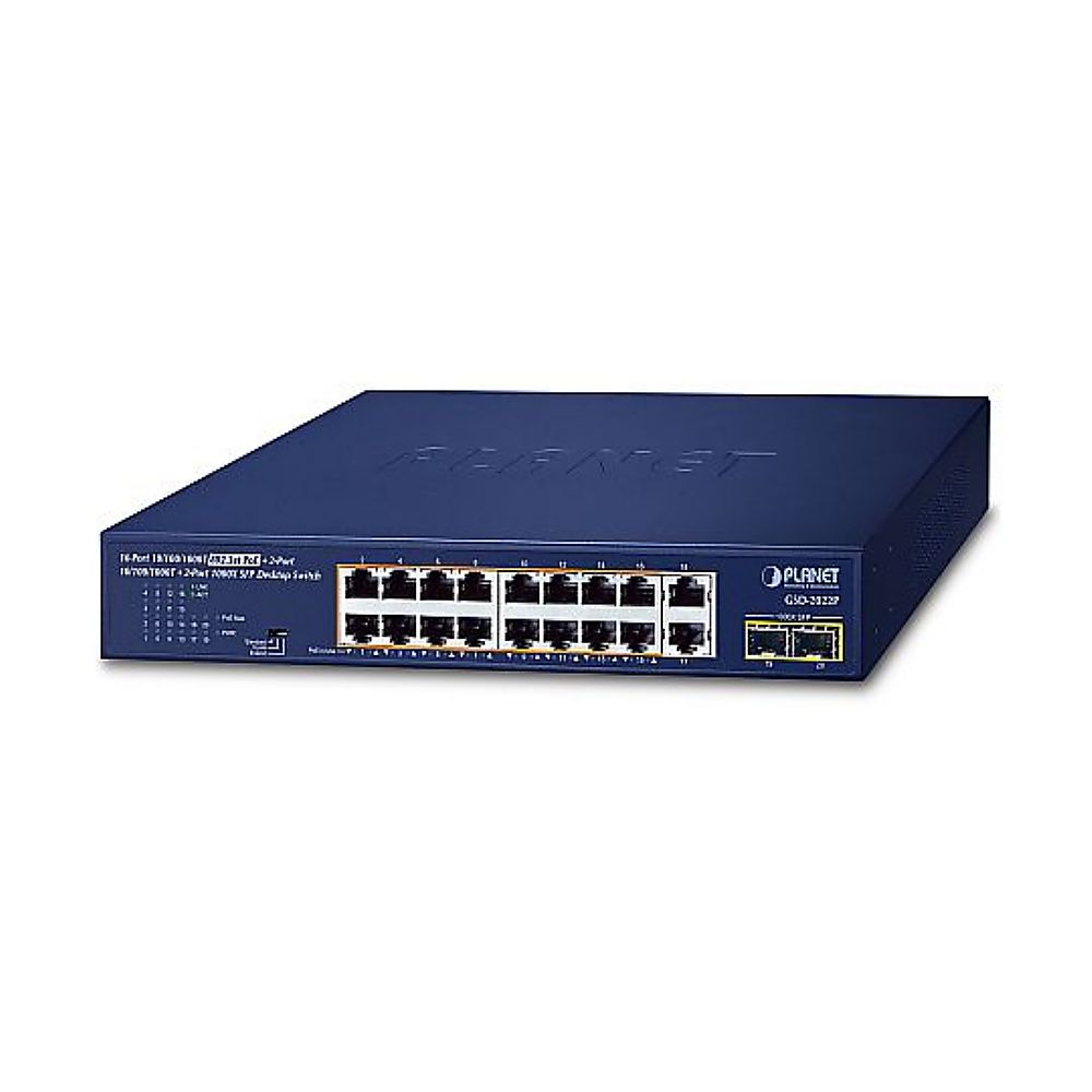 PLANET Technology PoE+ギガビットイーサネットスイッチングハブSFPポート付 18ポート 1台 GSD-2022P