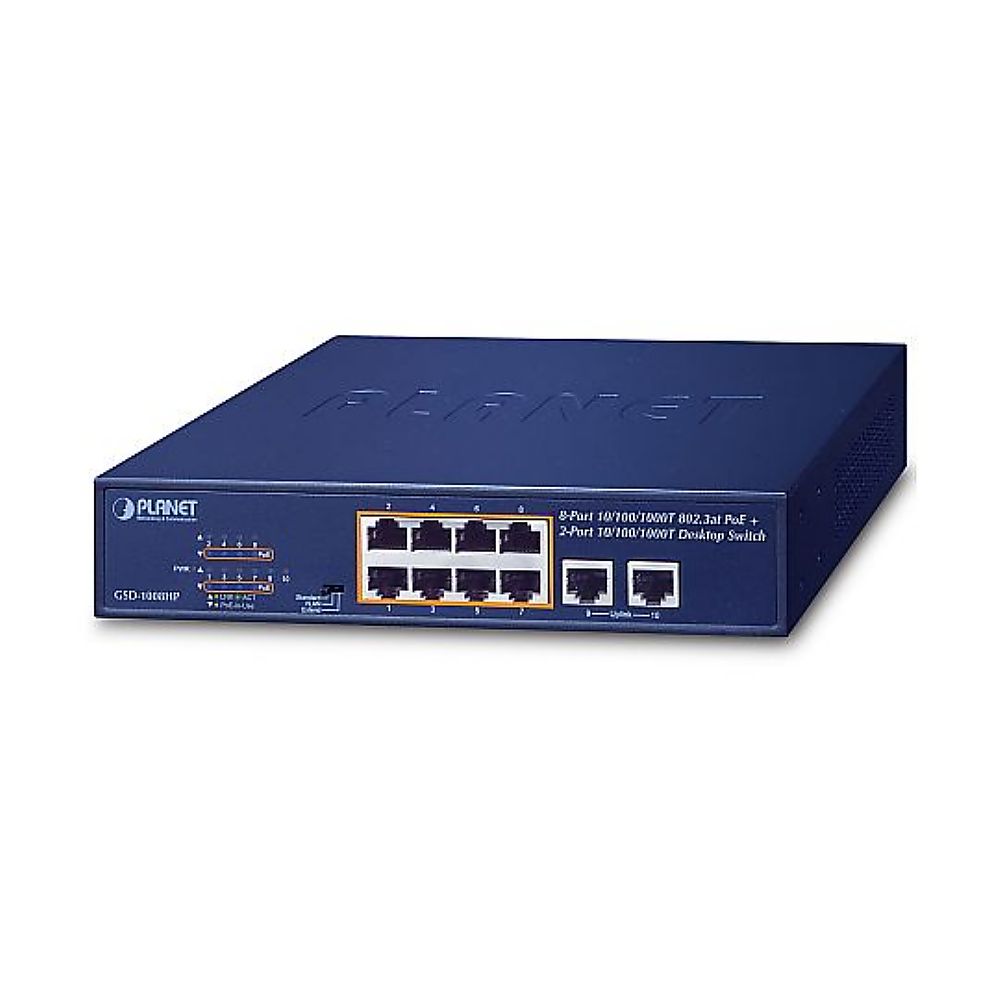 PLANET Technology PoE+ギガビットイーサネットスイッチングハブ 10界面 1台 GSD-1008HP