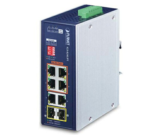 PLANET Technology 産業用PoEスイッチングハブ ギガビット 6ポート SFP 2ポート 1台 IGS-824UPT