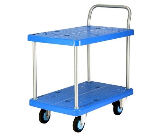 【大型商品代引不可/直送】 カナツー プラスチック台車 ワイシリーズ 250kg 固定式ハンドル テーブル2段式 1台 PLA250Y-T2