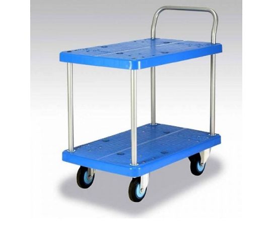 【大型商品代引不可/直送】 カナツー プラスチック台車 ワイシリーズ 300kg 固定式ハンドル テーブル2段式 1台 PLA300Y-T2