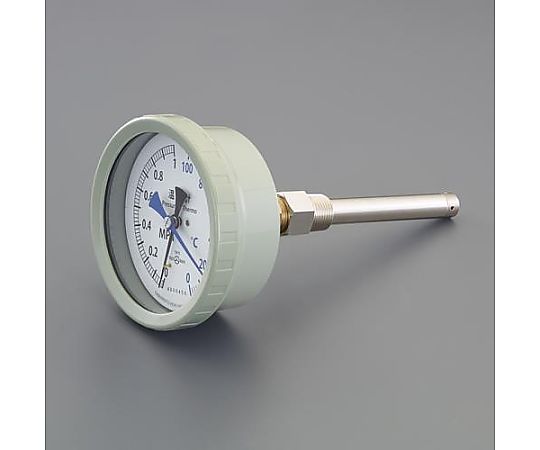 アズワンカタログ商品 0-100℃/0-0.6MPa/φ100mm 温圧計（横型） 1個 EA729PA-21