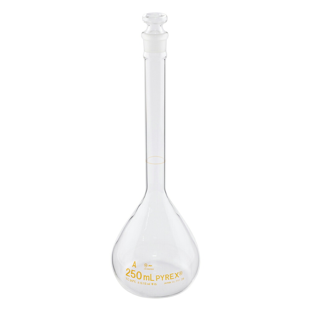 コーニング・PYREX 刃針瓶（JIS標準尺度）250mL 目盛り調整証拠だてる検面調書 1個 5640JIS-250