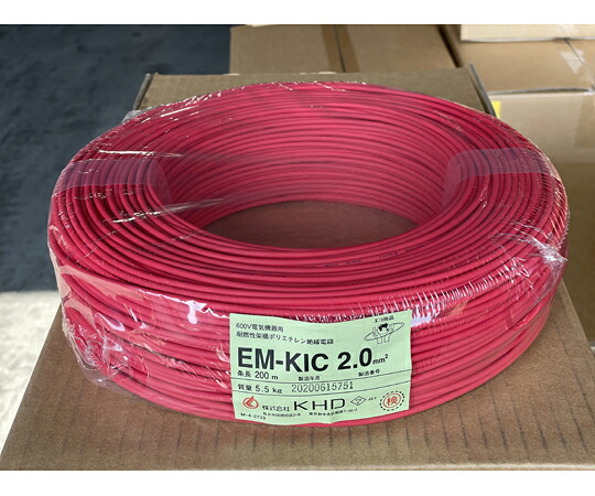 KHD 架橋ポリエチレン絶縁電線 1巻(200m入) 1巻(200m入) EM-KIC 2sq 赤