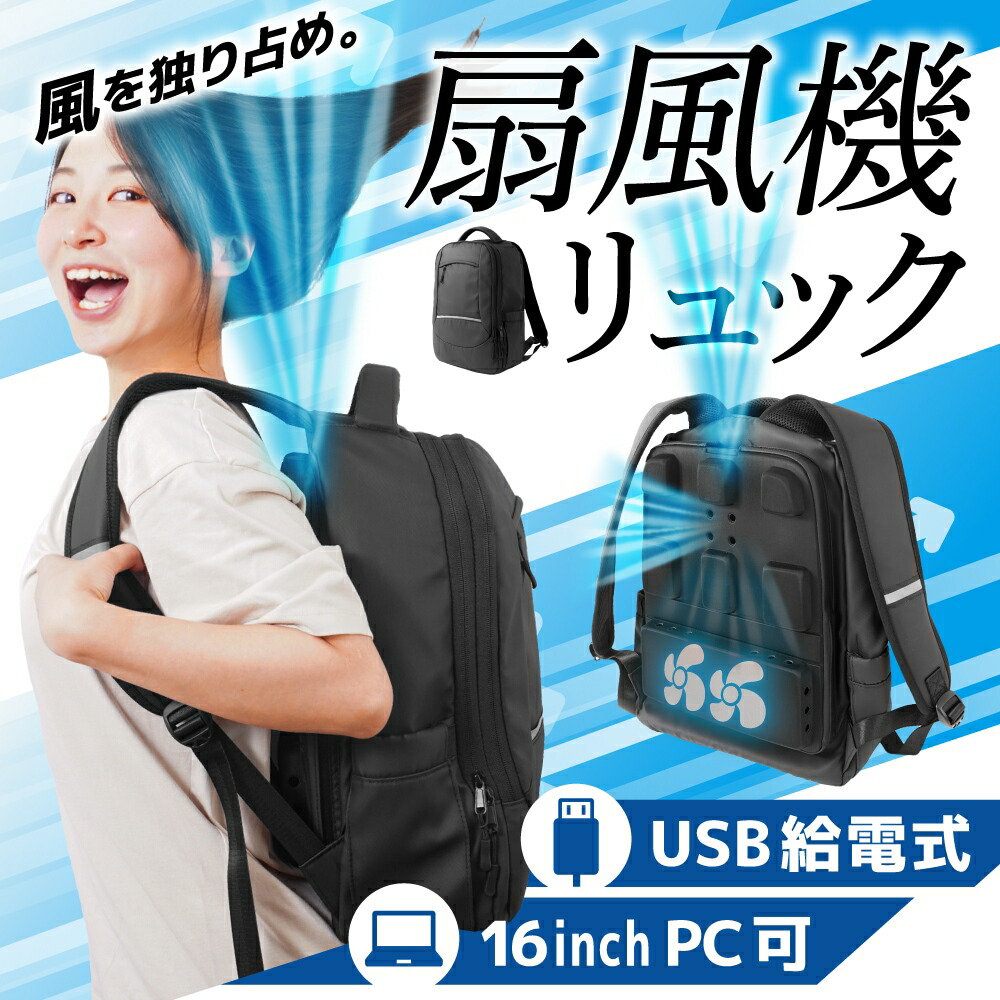 サンコー（THANKO） がっつり冷やりとした「背負える扇風機背嚢」 1個 ARBNRSSBK