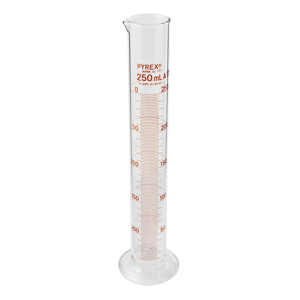 コーニング・PYREX PYREXR JIS メスシリンダー 250mL 目盛り調整基礎づける付け出し 1本／容れもの 3022JIS-250