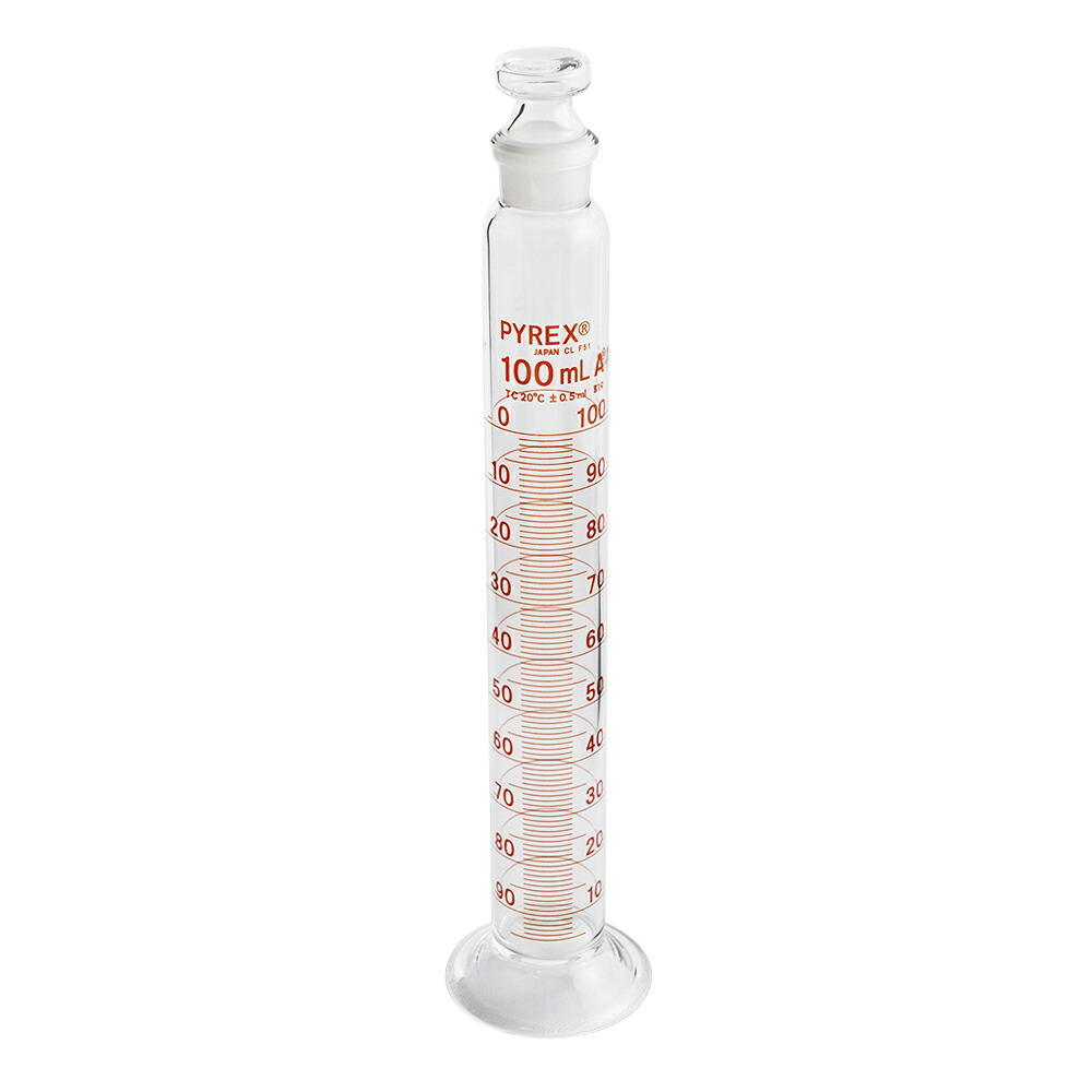 コーニング・PYREX PYREXR JIS 有栓メスシリンダー 100mL 目盛り調整基礎づける付け出し 1本／容れもの 3002JIS-100