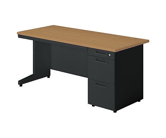 【大型商品代引不可/直送】 プラス SAシリーズ 片袖机 L字脚 W1600×D700mm ミディアムウッド/ブラック 1台 SA-167A-3 T2/SBK