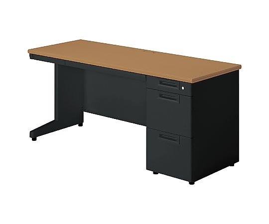 【大型商品代引不可/直送】 プラス SAシリーズ 片袖机 L字脚 W1600×D600mm ミディアムウッド/ブラック 1台 SA-N166A-3 T2/SBK