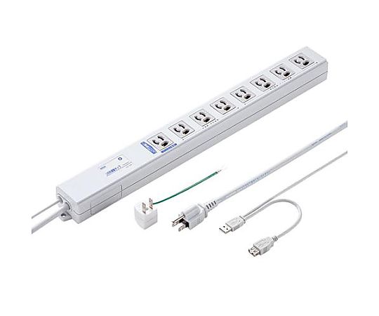 サンワサプライ 125V/15Ax2m USB連絡水道栓（8口/生産ライン型） 1個 EA815GM-390