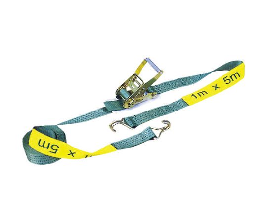 日興製綱 胴締め荷締機 ナローフック付 幅50粍 長さ1m（くっ付ける）・5m（自然調整） NK-BL50DJ-5 1台 荷締・牽引器具-ベルト荷締機