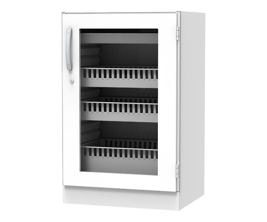 店内全品ポイント5倍★要エントリー★【メーカー直送】ナビス(アズワン) 材料キャビネット(ロータイプ・トレイ収納) 664×550×1050mm 片開きガラス扉 1個【代金引換不可】|Shop de clinic店