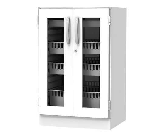 店内全品ポイント5倍★要エントリー★【メーカー直送】ナビス(アズワン) 材料キャビネット(ロータイプ・トレイ収納) 664×550×1050mm 両開きガラス扉 1個【代金引換不可】|Shop de clinic店