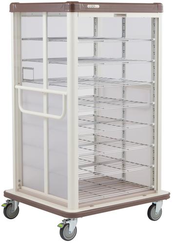 【メーカー直送】常温配膳車cooｼﾘｰｽﾞ ｼｬｯﾀｰ式ｽﾘﾑﾀｲﾌﾟ 32膳 8段 ｶﾌｪﾌﾞﾗｳﾝ JCSS32R-CB 入数：1【代引不可】
