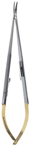 BONIMED 超硬ﾁｯﾌﾟ付持針器 ｶｽﾄﾛﾋﾞｴﾎ 弯曲 0.2ｍｍﾋﾟｯﾁ 185mm 入数：1
