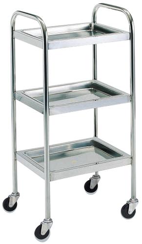【メーカー直送】ﾌﾟﾗﾑ 消毒盤台 3段式 導電ｷｬｽﾀｰ W465×D365×H900mm PR-507 入数：1【代引不可】