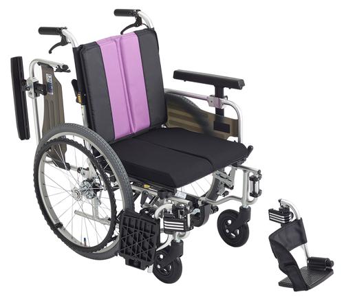 【メーカー直送】ｱﾙﾐ製ﾉﾝﾊﾞｯｸﾌﾞﾚｰｷ付自走型車いす ﾊﾟｰﾌﾟﾙ MBY-41RB 入数：1【代引不可】