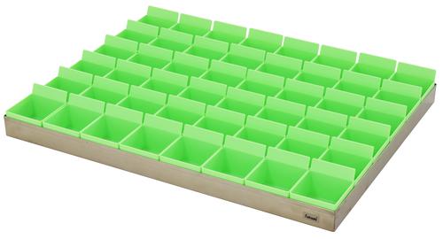 【メーカー直送】投薬ﾄﾚｰ ｽﾃﾝﾚｽ製 48人用 ｸﾞﾘｰﾝ駒付 ST-48G 入数：1【代引不可】