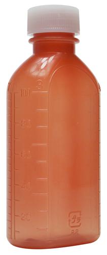 ｹｰｴﾑ PP投薬瓶B型 100ml 本体茶 ｷｬｯﾌﾟ白 B-100茶 入数：200