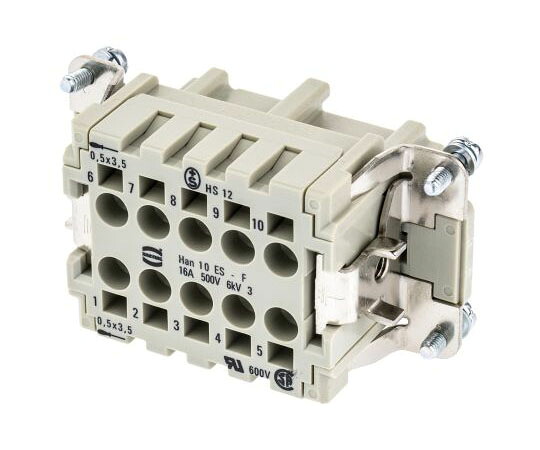 Harting ヘビーデューティコネクタ Han ES シリーズ メス 10極 16A 500 V 10 B 09330102716 販売単位：1個
