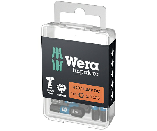 Wera ヘックスプラス ダイヤモンドコーティングドライバービット 10個入り口・入口 刃先大きさ5 全長25粍 057605 売りわたすユニット：1書き割り(10点入)