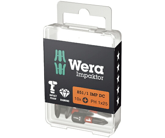 Wera Hex ヘックス ダイヤモンドコーティングドライバービット 10個入り口・入口 刃先大きさ#1 全長25粍 057615 売りわたすユニット：1書き割り(10点入)