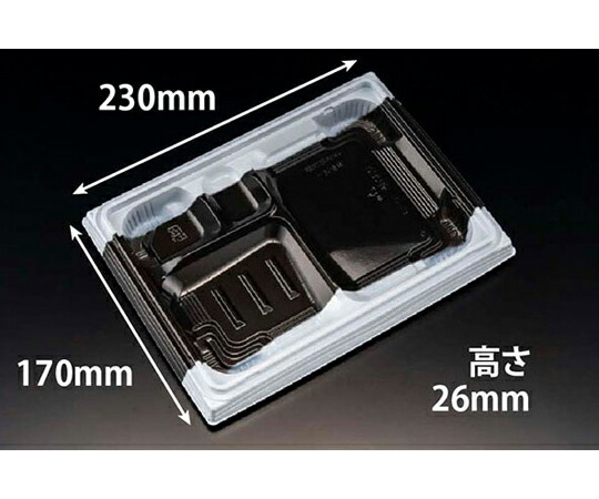 リスパック 弁当容器 バイオ晴箱膳 10-1B K-白黒 1ケース（50個×12セット入） RHHP205 販売単位：1ケース(50個×12セット入)