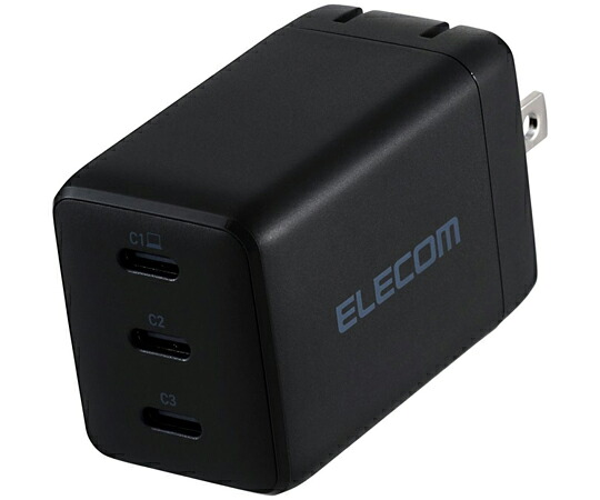 エレコム 万覚え帳パソコン用ACアダプタ USB申し受ける器 USB PD 67W USB-C×3 律動的な調子繋ぎ 黒いこと ACDC-PD11267BK 売りわたすユニット：1個
