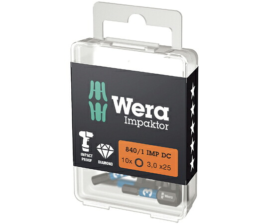 Wera ヘックスプラス ダイヤモンドコーティングドライバービット 10個入り口・入口 刃先大きさ3 全長25粍 057603 売りわたすユニット：1書き割り(10点入)
