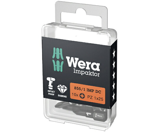 Wera ヘックスプラス ダイヤモンドコーティングドライバービット 10個入り口・入口 先っちょ大いさPZ1 全長25粍 057620 売りわたすユニット：1書き割り(10点入)