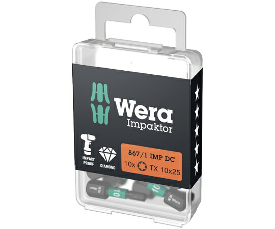 Wera 差しひびき１番ウッド用 １番ウッドビット 10個入り口・入口 刃先大きさT10 全長25粍 057628 売りわたすユニット：1仕掛ける(10点入)