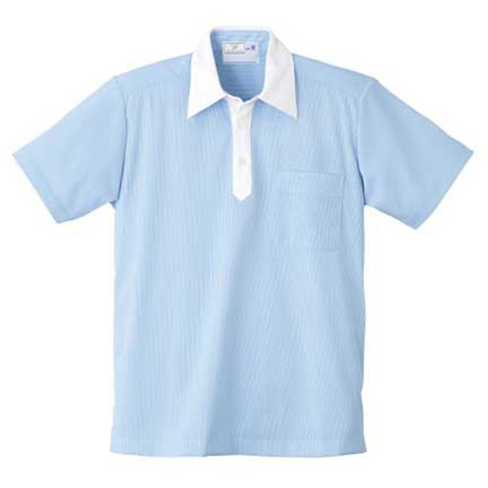 KIRAKU(トンボ) ニットシャツ サックス 4L(身丈80cm) CR121-70 4L 販売単位:1枚
