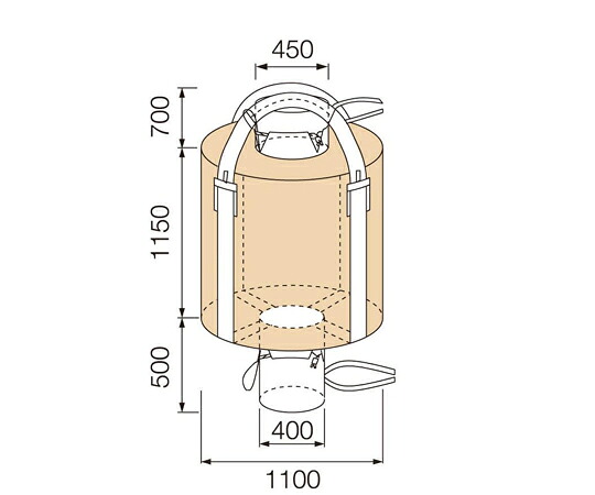 HIDAX フレコンバック Φ1100×1150mm 1セット（10袋入） 1150THR-C 販売単位：1セット(10袋入)