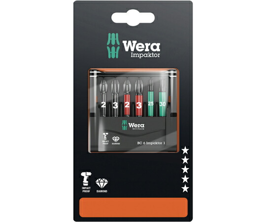 Wera インパクター ビットチェック トルクスビットセット 6点 SB 073890 販売単位：1セット(6点入) 6,928円