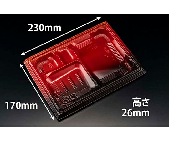 リスパック 弁当容器 バイオ晴箱膳 10-1B K-えんび赤 1ケース（50個×12セット入） RHHP203 販売単位：1ケース(50個×12セット入)