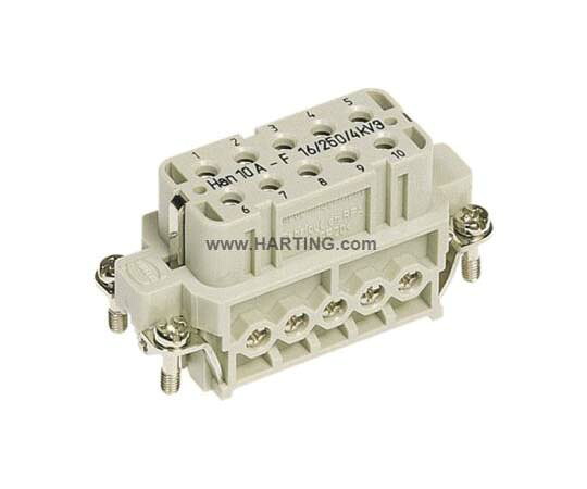 Harting ヘビーデューティパワーコネクタ Han A シリーズ メス 10極 16A 600 V 10A 9200102814 販売単位：1個