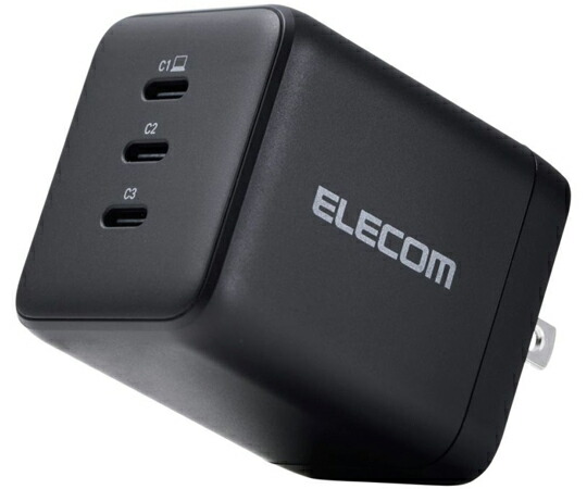 エレコム ノートPC用ACアダプター USB充電器 USB PD 100W USB-C×3 スイングプラグ ブラック ACDC-PD113100BK 販売単位:1個
