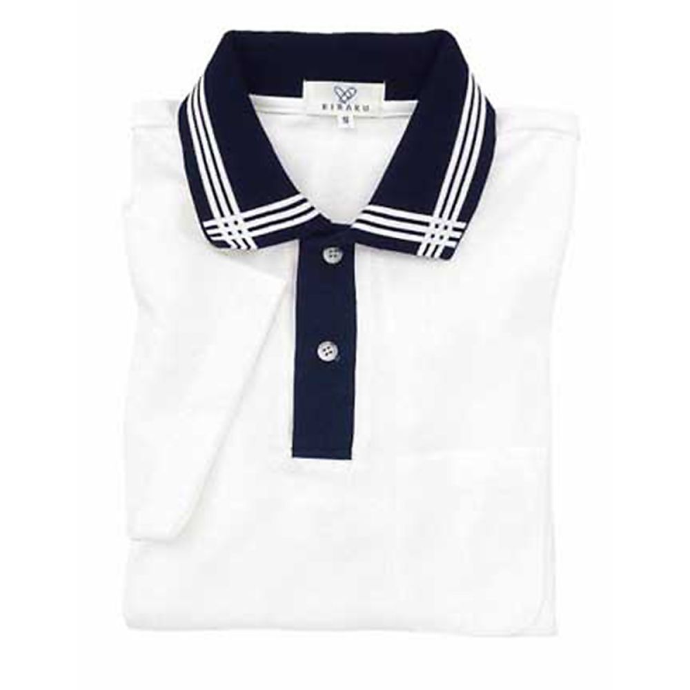 KIRAKU（トンボ） ポロシャツ ホワイト×ネイビー 4L（身丈80cm） CR071-02 4L 販売単位：1枚