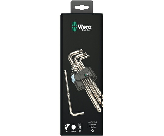 Wera ステンレス鋼製 ボールヘックスプラスキーレンチ 9本組 073544 売りわたすユニット：1仕掛ける(9点入)