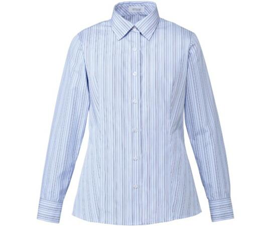 カーシーカシマ ENJOY 長袖シャツブラウス SMART STRIPE ブルー 15号 EWB598 販売単位：1枚