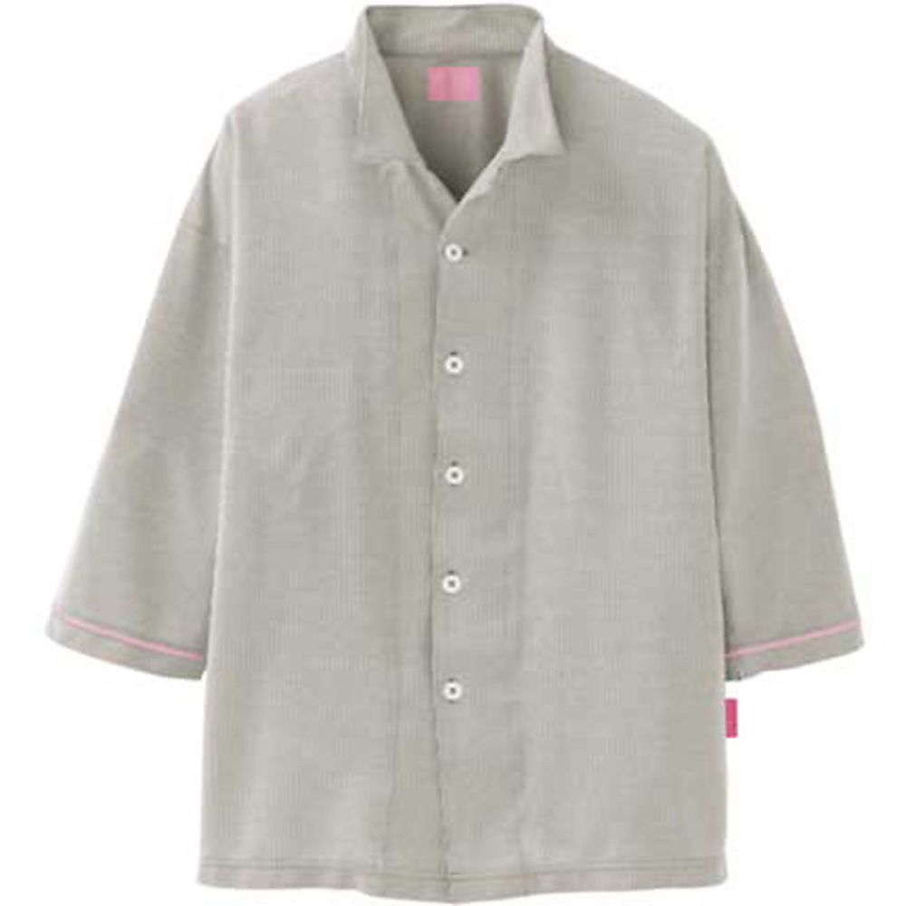 KIRAKU（トンボ） ニット患者衣 前開きシャツ ベージュ 3L 1ケース（10枚入） CV001-28 3L 販売単位：1ケース(10枚入)