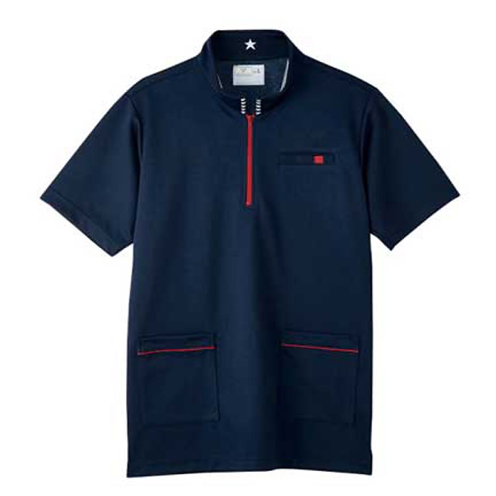 KIRAKU（トンボ） ケアワークシャツ ネイビー 4L（身丈82cm） CR185-88 4L 販売単位：1枚