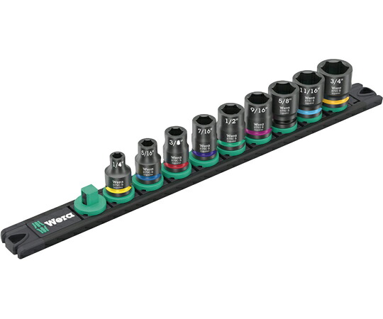 Wera 差込角3/8SQ インパクトソケットセット 9点組 マグネットレール付 005452 販売単位：1セット(9点入)