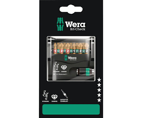 Wera Bi-Torsion・金剛石付 ビット書き割り 11本組 136392 売りわたすユニット：1書き割り(11点入)