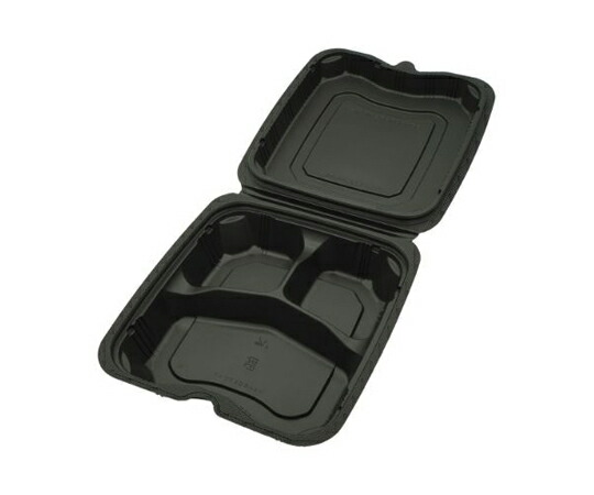 リスパック 弁当容器 バイオデリカ シェルBOX 70-1 黒 1ケース（25個×8セット入） RHDT256 販売単位：1ケース(25個×8セット入)