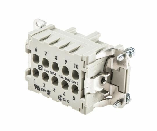 Harting ヘビーデューティコネクタ Han E シリーズ メス 10極 10A 500 V 09330102702 販売単位：1個