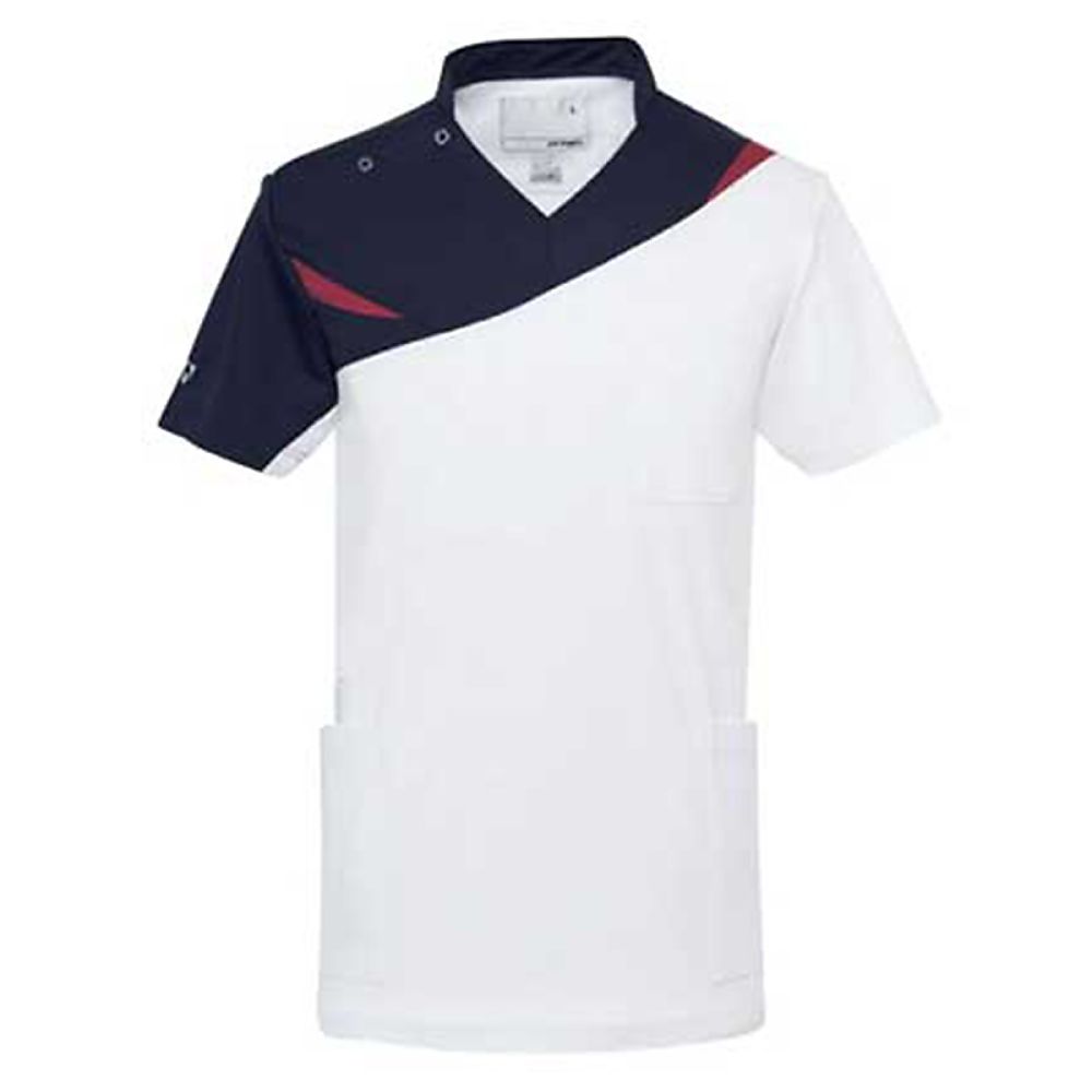 YONEX（トンボ） スクラブ ホワイト×バーガンディ BLL（身丈76cm） CY801-01 BLL 販売単位：1枚