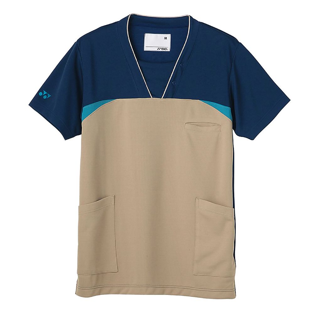 YONEX（トンボ） Mケアスクラブ ネイビー×ベージュ 4L（身丈82cm） CY806-28 4L 販売単位：1枚
